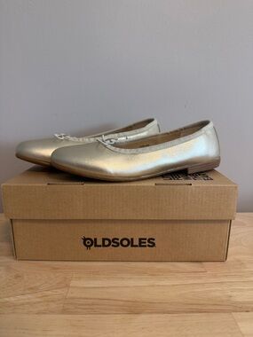 Old Soles Kids Metallic Champagne Ballet Flats with Bow